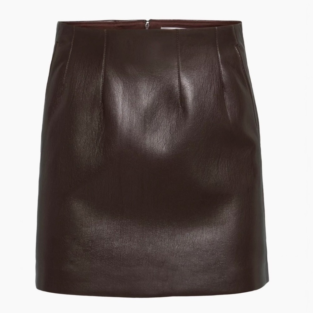 Aritzia Babaton Brown Leather Skirt
